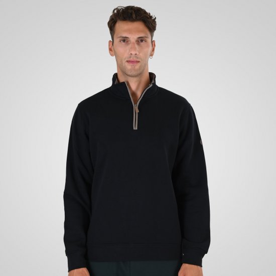 Double Outfitters MTOP-1163 Sweatshirt med halv lynlås Sort - Trøjer og hættetrøjer - Trøjer og Hættetrøjer i store størrelser - 2XL-14XL