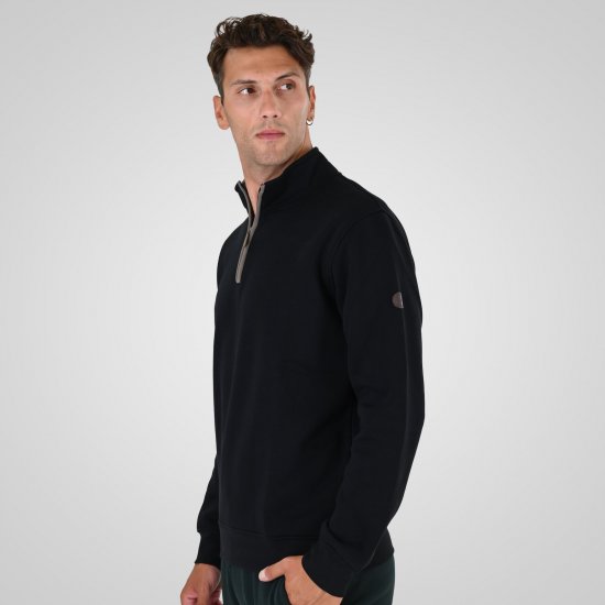 Double Outfitters MTOP-1163 Sweatshirt med halv lynlås Sort - Trøjer og hættetrøjer - Trøjer og Hættetrøjer i store størrelser - 2XL-14XL