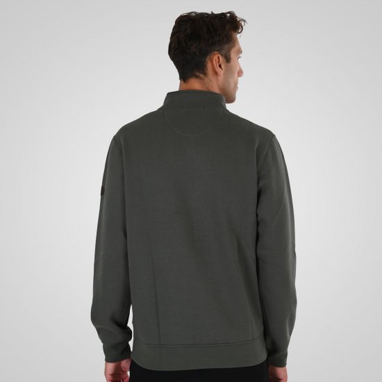Double Outfitters MTOP-1163 Sweatshirt med halv lynlås Khaki - Trøjer og hættetrøjer - Trøjer og Hættetrøjer i store størrelser - 2XL-14XL