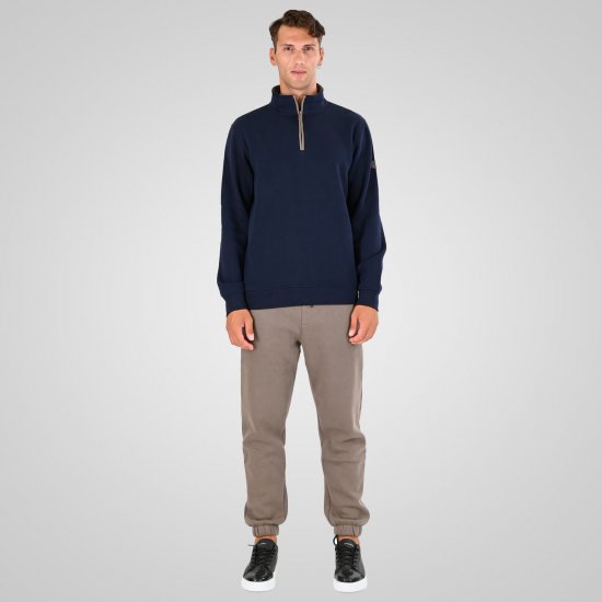 Double Outfitters MTOP-1163 Sweatshirt med halv lynlås Mørkeblå - Trøjer og hættetrøjer - Trøjer og Hættetrøjer i store størrelser - 2XL-14XL