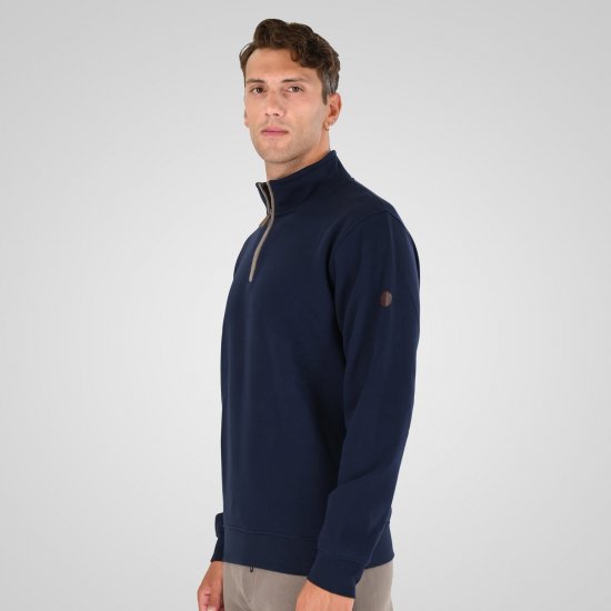 Double Outfitters MTOP-1163 Sweatshirt med halv lynlås Mørkeblå - Trøjer og hættetrøjer - Trøjer og Hættetrøjer i store størrelser - 2XL-14XL