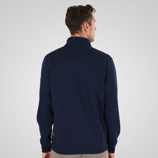 Double Outfitters MTOP-1163 Sweatshirt med halv lynlås Mørkeblå - Trøjer og hættetrøjer - Trøjer og Hættetrøjer i store størrelser - 2XL-14XL