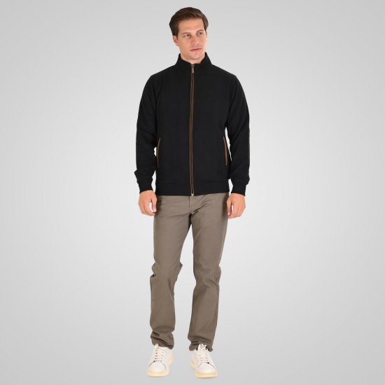 Double Outfitters SEL-1168 Sweatjakke med lynlås Sort - Trøjer og hættetrøjer - Trøjer og Hættetrøjer i store størrelser - 2XL-14XL