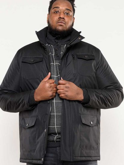 D555 Fargo Five Pocket Jacket With Ribbed Neck and Inner Quilting Black - Jakker - Jakker i store størrelser, 2XL- 12XL