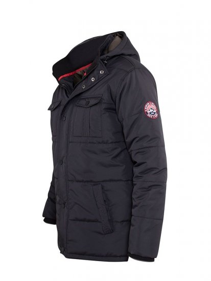 D555 Lonsdale Parka Style Jacket With Embroidery Patch On Sleeve Black - Jakker - Jakker i store størrelser, 2XL- 12XL
