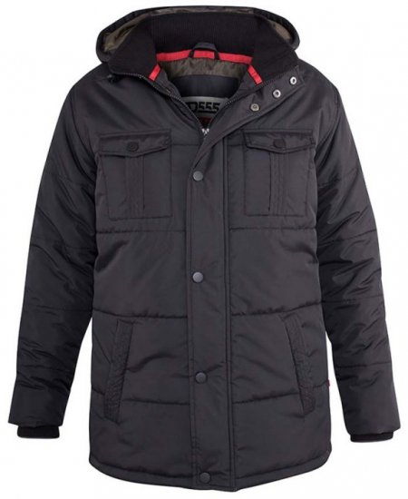 D555 Lonsdale Parka Style Jacket With Embroidery Patch On Sleeve Black - Jakker - Jakker i store størrelser, 2XL- 12XL