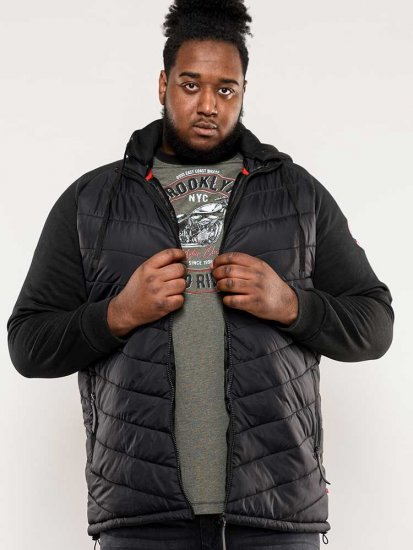 D555 Thorpe Hooded Quilted Jacket With Fleece Sleeves And Removable Fleece Hood - Jakker - Jakker i store størrelser, 2XL- 12XL