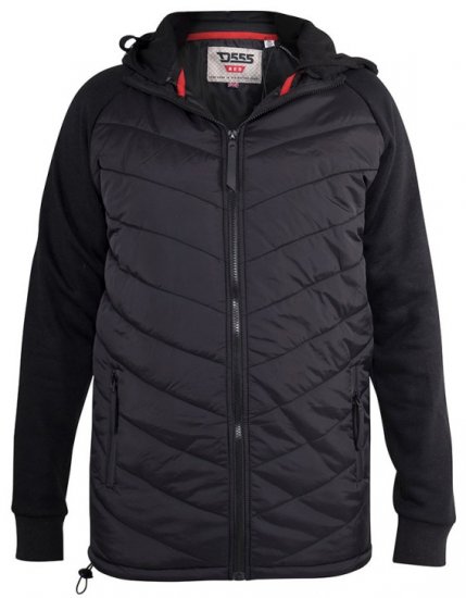 D555 Thorpe Hooded Quilted Jacket With Fleece Sleeves And Removable Fleece Hood - Jakker - Jakker i store størrelser, 2XL- 12XL