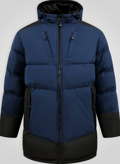 D555 Hank Ripstop Contrast Panelled Padded Hooded Jacket Mørkeblå - Jakker - Jakker i store størrelser, 2XL- 12XL