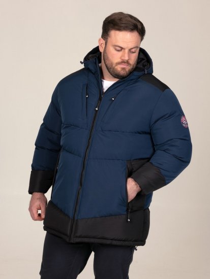 D555 Hank Ripstop Contrast Panelled Padded Hooded Jacket Mørkeblå - Jakker - Jakker i store størrelser, 2XL- 12XL