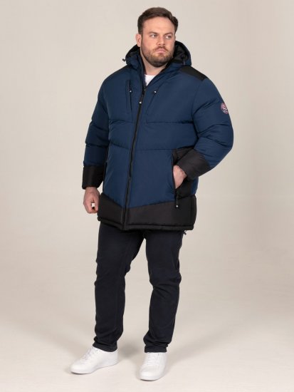 D555 Hank Ripstop Contrast Panelled Padded Hooded Jacket Mørkeblå - Jakker - Jakker i store størrelser, 2XL- 12XL