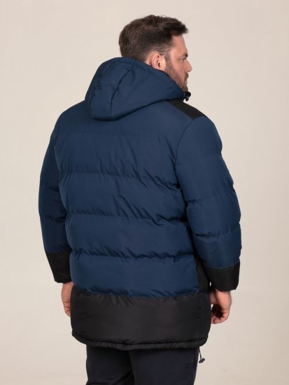 D555 Hank Ripstop Contrast Panelled Padded Hooded Jacket Mørkeblå - Jakker - Jakker i store størrelser, 2XL- 12XL