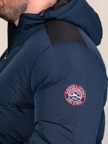 D555 Hank Ripstop Contrast Panelled Padded Hooded Jacket Mørkeblå - Jakker - Jakker i store størrelser, 2XL- 12XL