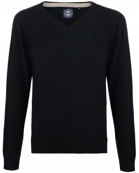 Kam Jeans Knitted V-neck Black - Trøjer og Hættetrøjer - Hættetrøjer i store størrelser - 2XL-8XL