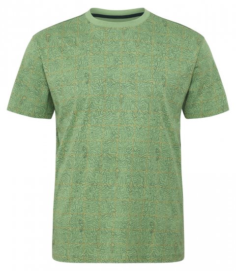 North Latitude Allover Printed T-shirt Mellemgrøn - T-shirts - T-shirts i store størrelser - 2XL-14XL