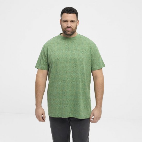 North Latitude Allover Printed T-shirt Mellemgrøn - T-shirts - T-shirts i store størrelser - 2XL-14XL