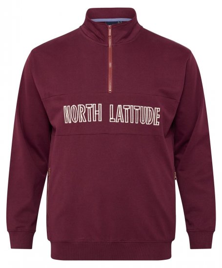 North Latitude Half Zip Sweatshirt Bordeaux - Trøjer og hættetrøjer - Trøjer og Hættetrøjer i store størrelser - 2XL-14XL
