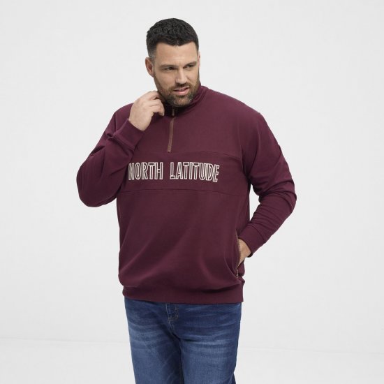 North Latitude Half Zip Sweatshirt Bordeaux - Trøjer og hættetrøjer - Trøjer og Hættetrøjer i store størrelser - 2XL-14XL