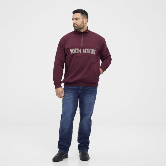 North Latitude Half Zip Sweatshirt Bordeaux - Trøjer og hættetrøjer - Trøjer og Hættetrøjer i store størrelser - 2XL-14XL