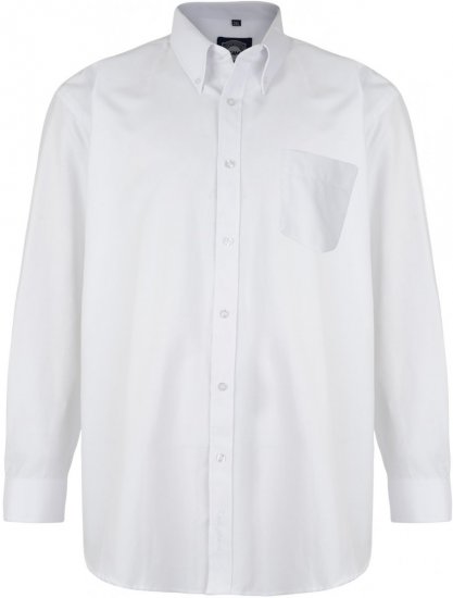 Kam Oxfordskjorte Lang ærm Hvid - Skjorter - Skjorter til store mænd 2XL- 8XL