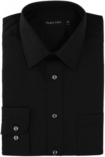 Double TWO Classic Easy Care Long Sleeve Black - Skjorter - Skjorter til store mænd 2XL- 8XL
