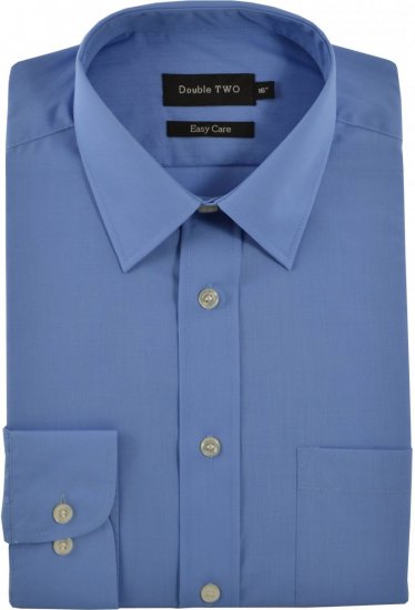 Double TWO Classic Easy Care Long Sleeve Blue - Skjorter - Skjorter til store mænd 2XL- 8XL