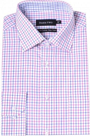 Double TWO Formal Shirt 3576 Pink L/S - Skjorter - Skjorter til store mænd 2XL- 8XL