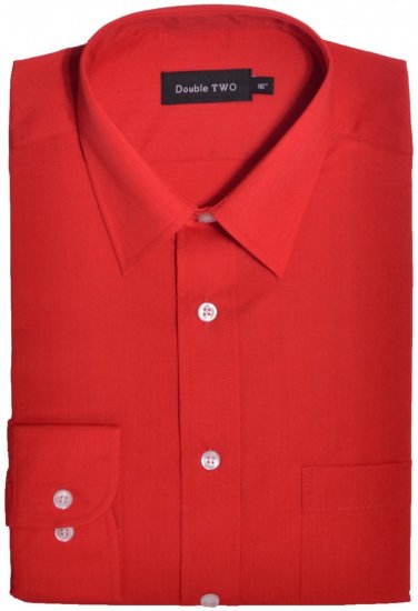 Double TWO Classic Easy Care Long Sleeve Red - Skjorter - Skjorter til store mænd 2XL- 8XL