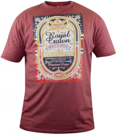 D555 Roderick Burgundy T-shirt - T-shirts - T-shirts i store størrelser - 2XL-14XL