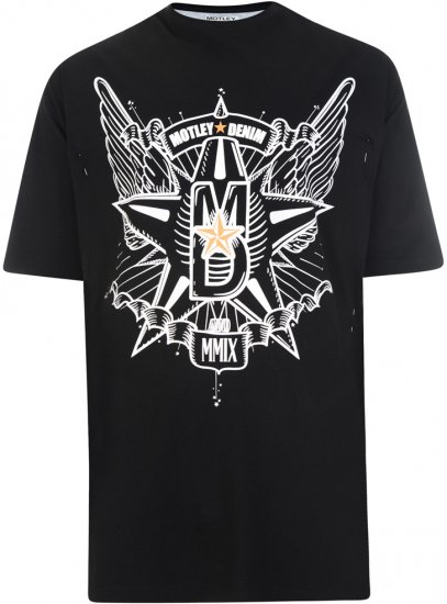 Motley Denim Wings and Star T-shirt - T-shirts - T-shirts i store størrelser - 2XL-8XL