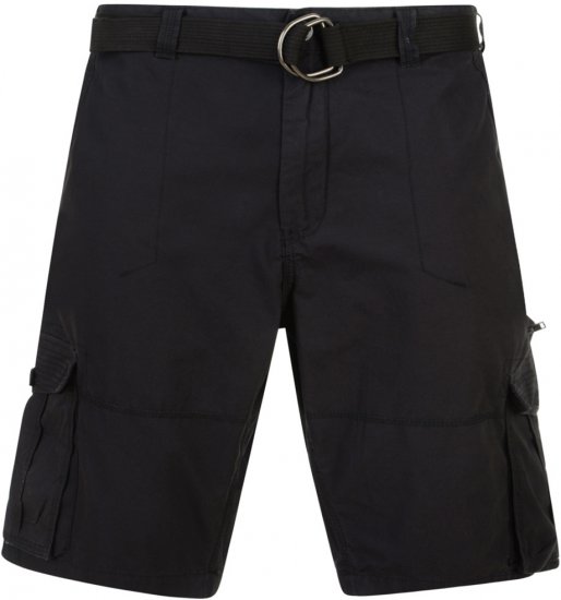 Kam Jeans Belted Cargo Shorts Black - Shorts - Shorts i store størrelser - W40-W60