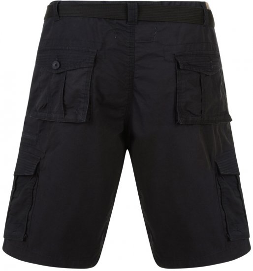 Kam Jeans Belted Cargo Shorts Black - Shorts - Shorts i store størrelser - W40-W60