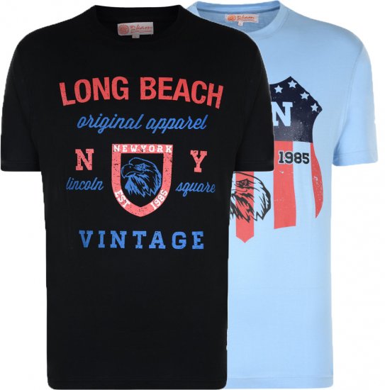 Kam Jeans Long Beach 2-pack - T-shirts - T-shirts i store størrelser - 2XL-14XL