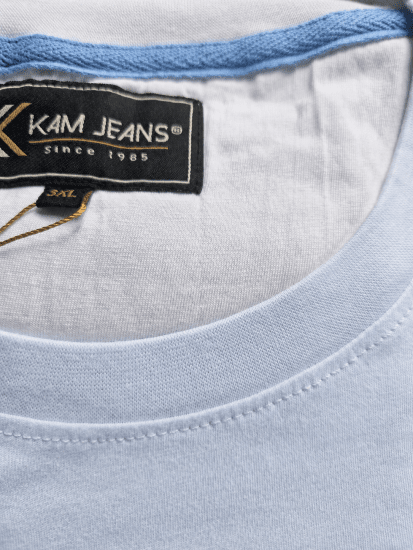 Kam Jeans 5780 Cut And Sew Panel T-Shirt Navy - T-shirts - T-shirts i store størrelser - 2XL-14XL