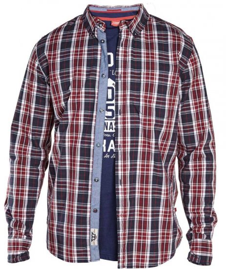 D555 TRUMAN Long Sleeve Shirt & T-shirt Combo - Skjorter - Skjorter til store mænd 2XL- 8XL