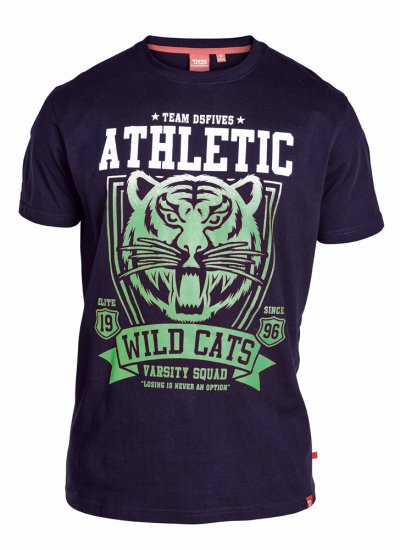 D555 STACY "Wild Cats" T-Shirt Navy - T-shirts - T-shirts i store størrelser - 2XL-8XL