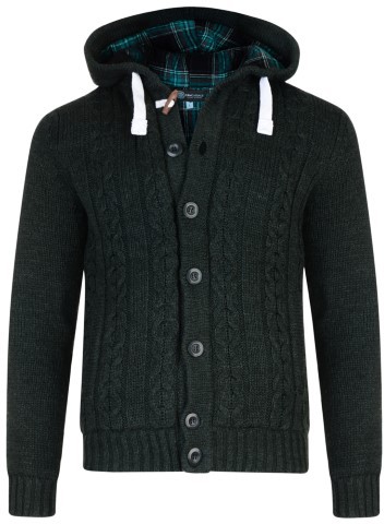 Kam Jeans Padded Knitted Cardigan Dk Green - Trøjer og Hættetrøjer - Hættetrøjer i store størrelser - 2XL-8XL