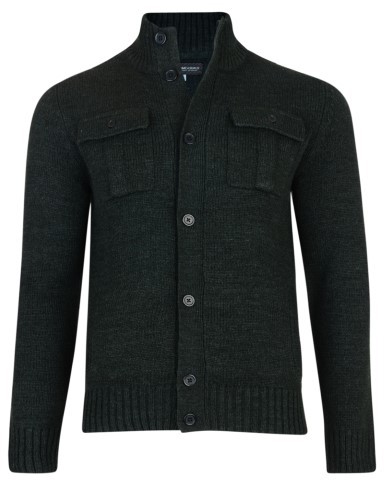 Kam Jeans Button Thru Knit Cardigan Dk Green - Trøjer og Hættetrøjer - Hættetrøjer i store størrelser - 2XL-8XL