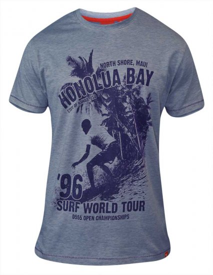 D555 CLAYTON Honolua Bay T-shirt Denim Marl - T-shirts - T-shirts i store størrelser - 2XL-14XL