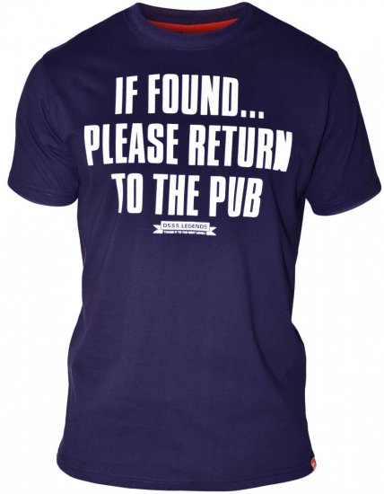 D555 SIMON 'Return To The Pub' T-Shirt Navy - T-shirts - T-shirts i store størrelser - 2XL-8XL