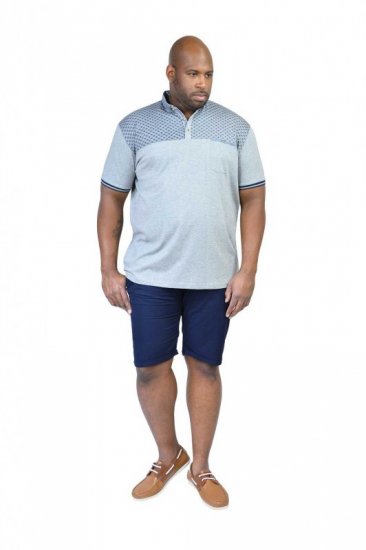 D555 MAURICE Top Paneled Short Sleeve Polo Grey - Polotrøjer - Polotrøjer 2XL-8XL
