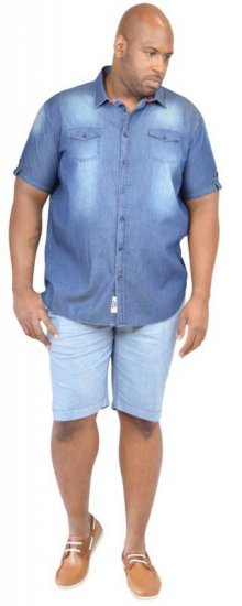 D555 DESTIN Twin Pocket Short Sleeve Vintage Denim Shirt - Skjorter - Skjorter til store mænd 2XL- 8XL