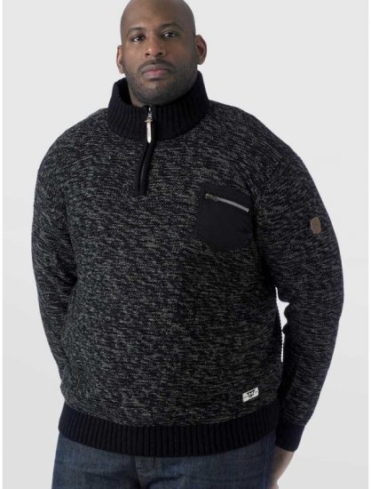 D555 REMINGTON Sweater With Woven Zipper Chest Pocket Black/Charcoal - Trøjer og hættetrøjer - Trøjer og Hættetrøjer i store størrelser - 2XL-14XL