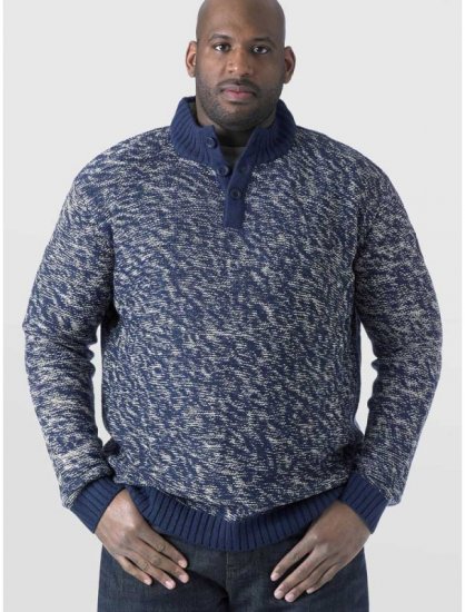 D555 MARSDEN Neck Sweater Navy/Ecru - Trøjer og hættetrøjer - Trøjer og Hættetrøjer i store størrelser - 2XL-14XL