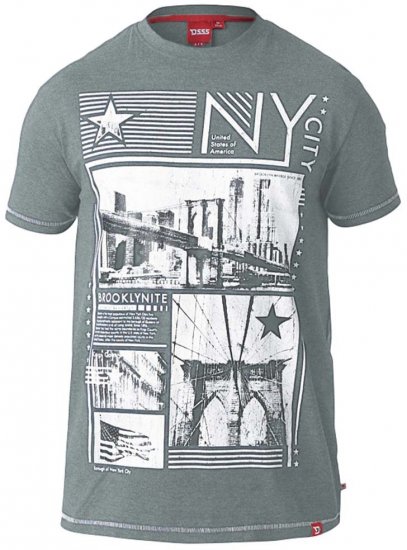 D555 RUEBEN NY City Print T-Shirt Khaki - T-shirts - T-shirts i store størrelser - 2XL-14XL