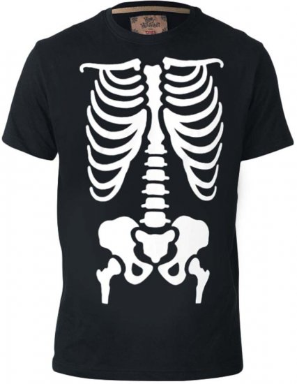 D555 Scary Halloween Skeleton T-shirt Black - T-shirts - T-shirts i store størrelser - 2XL-14XL