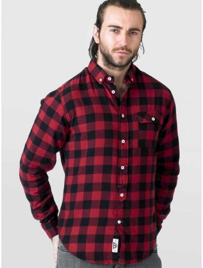 D555 Lawton LS Flannel Shirt Red - Skjorter - Skjorter til store mænd 2XL- 8XL