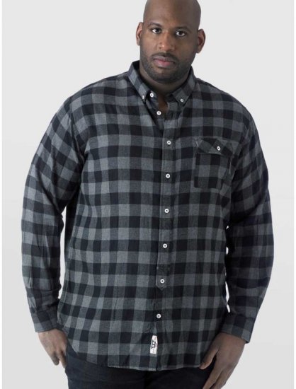 D555 Lawton LS Flannel Shirt Grey - Skjorter - Skjorter til store mænd 2XL- 8XL