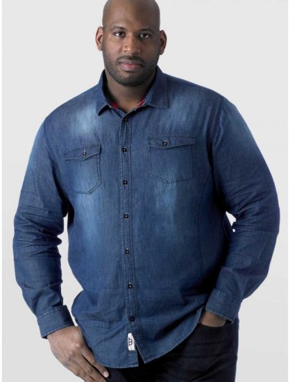 D555 Tobias LS Vintage Denim Shirt - Skjorter - Skjorter til store mænd 2XL- 8XL