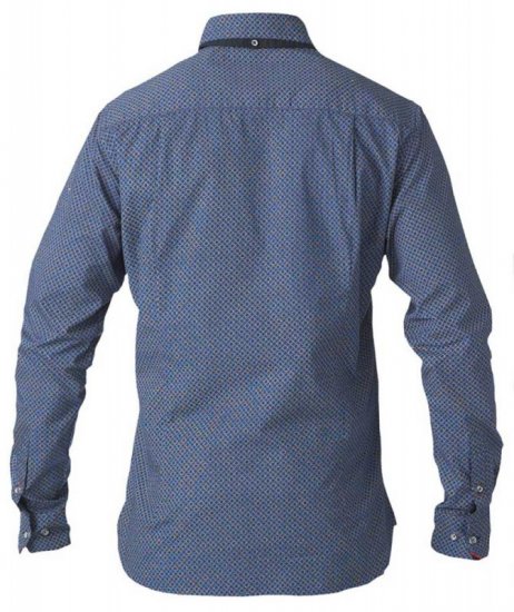D555 Scott LS Printed Shirt Blue - Skjorter - Skjorter til store mænd 2XL- 8XL